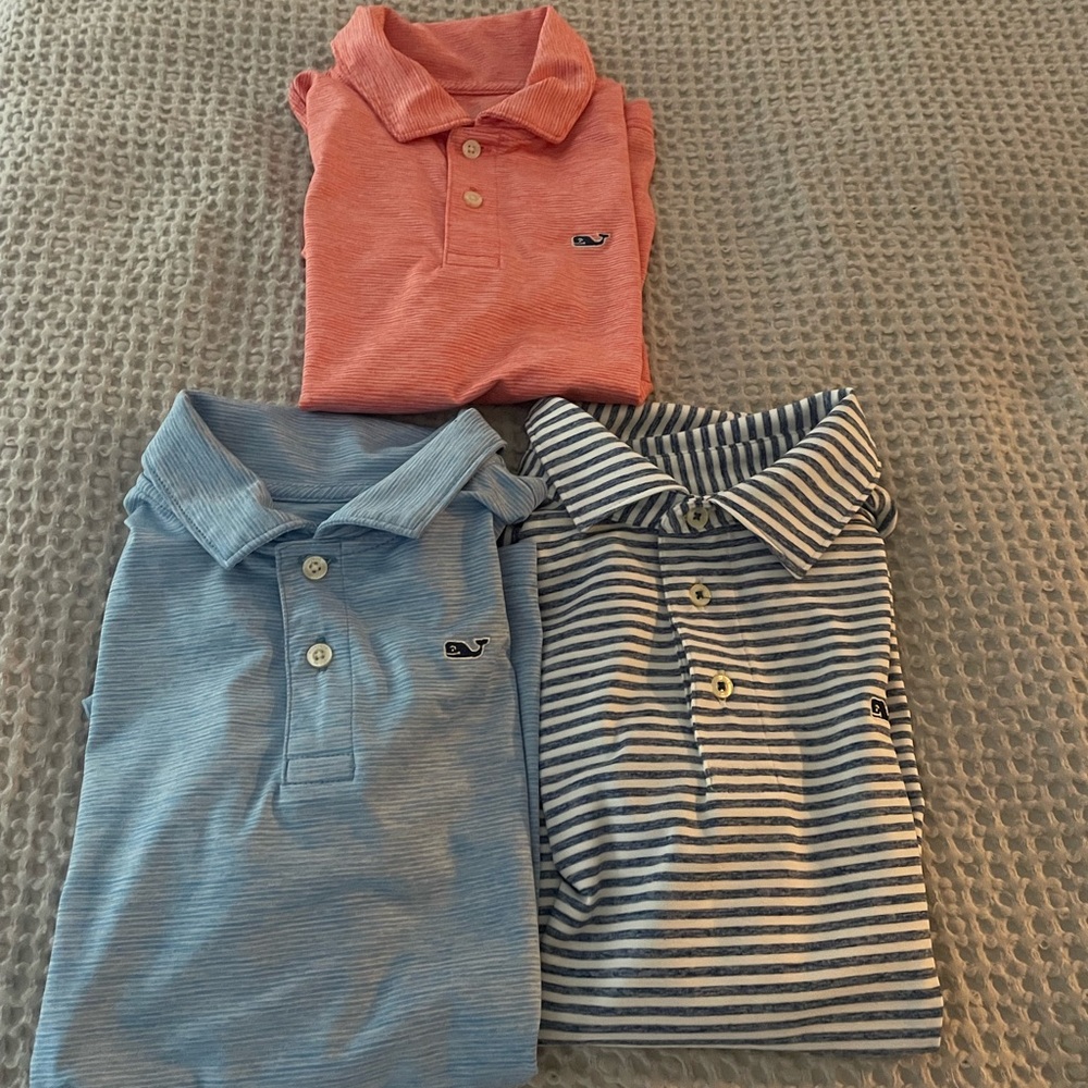Vineyard Vines Kids Polo Set - Pink, Light Blue, Navy Stripes